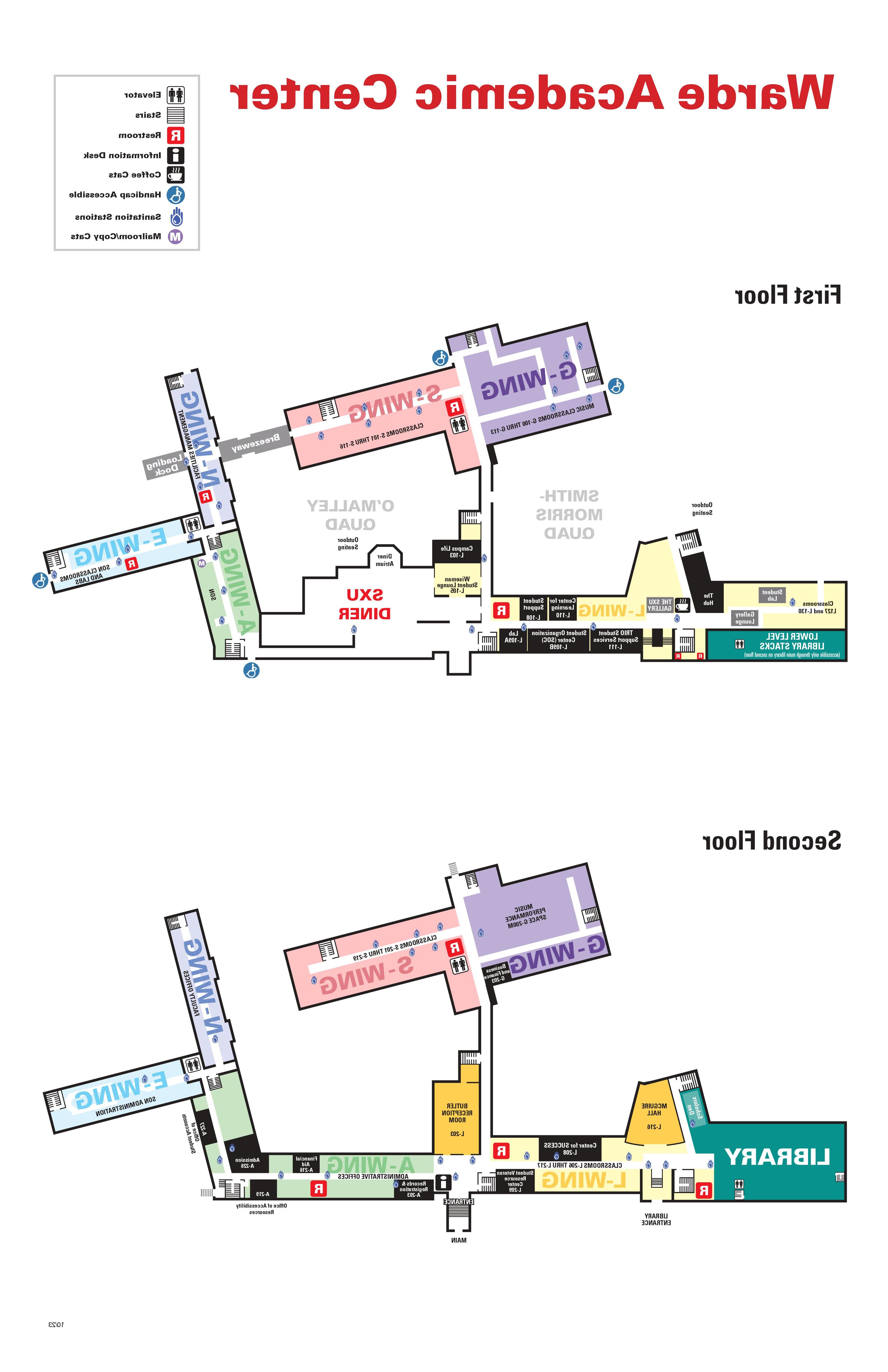 Warde Academic Center Map, Floors 1-2